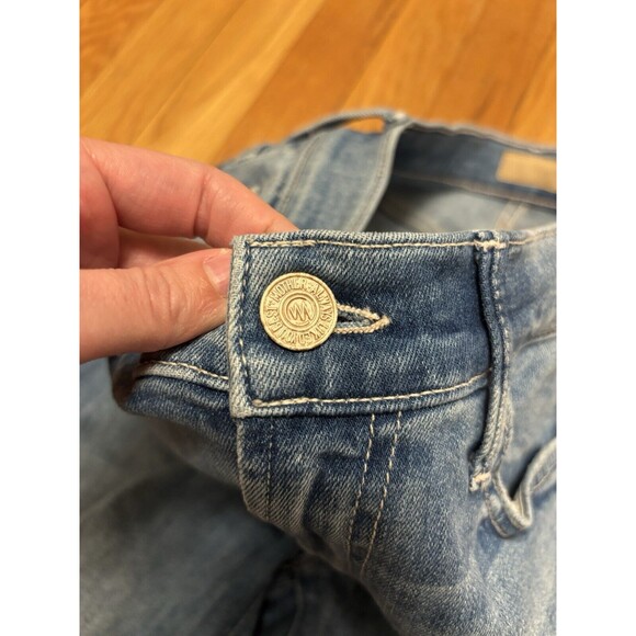 Mother The Rascal Ankle Snippet Jeans Well Played Frayed Crop Blue Size 26 - Picture 9 of 16